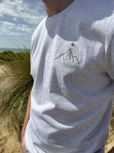 Load image into Gallery viewer, Ash grey mountain T-shirt, Unisex embroidery organic cotton t-shirt