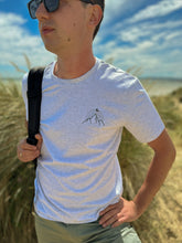 Load image into Gallery viewer, Ash grey mountain T-shirt, Unisex embroidery organic cotton t-shirt