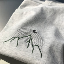 Load image into Gallery viewer, Ash grey mountain T-shirt, Unisex embroidery organic cotton t-shirt
