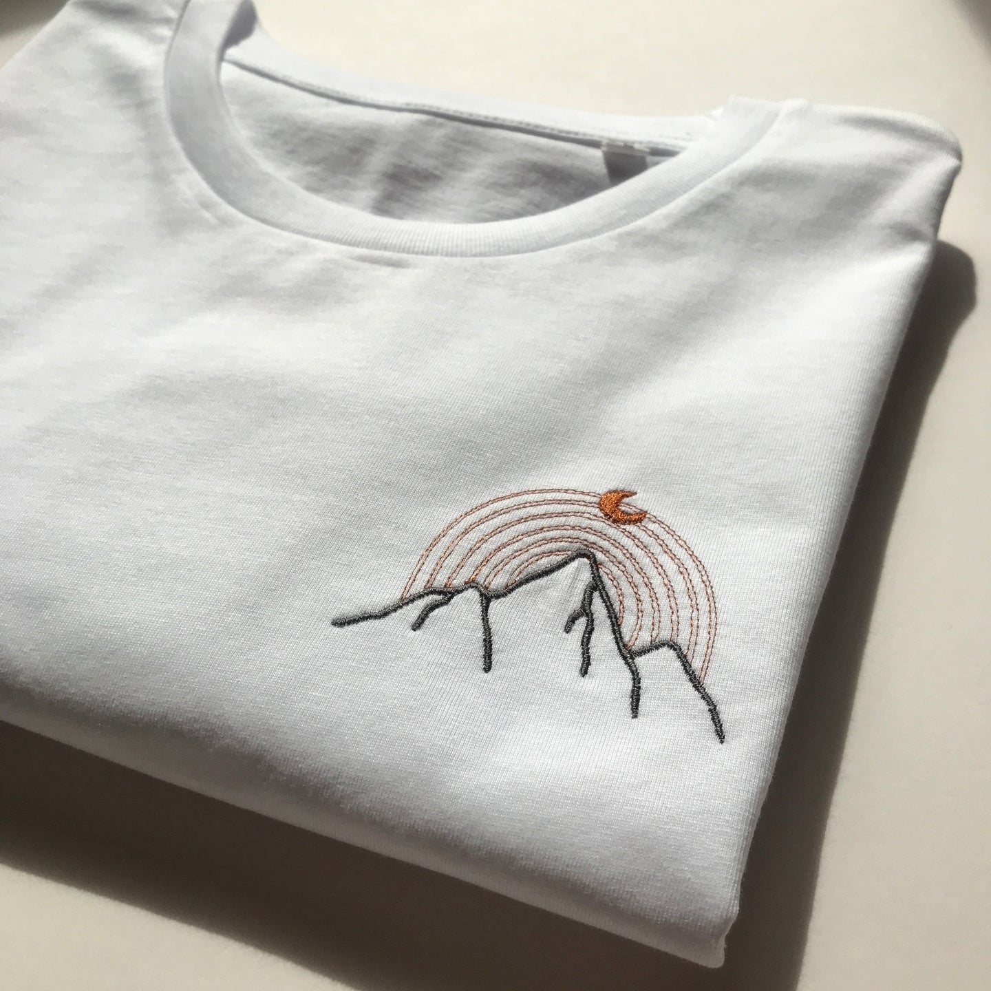 White mountain T-shirt, Unisex embroidery organic cotton t-shirt